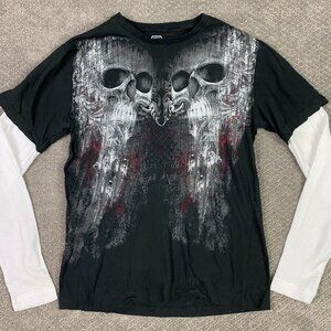 Vintage Y2K MMA Elite Long Sleeve Thermal T Shirt Men's Large Medium Sculls